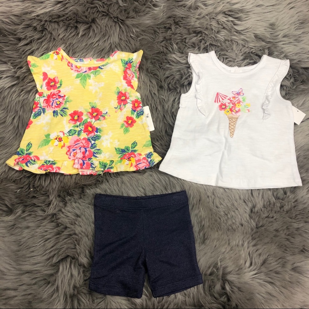 Little Me | Girls 3 Piece Summer Set | Yellow Floral | Size 12M